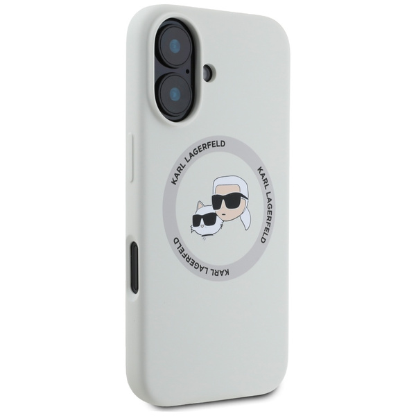 Etui Karl Lagerfeld Silicone Double       Heads And Circle MagSafe do iPhone 16 beżowy