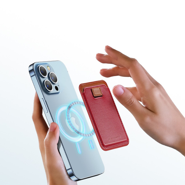 Dux Ducis Magnetic Leather Wallet magnetyczny portfel MagSafe do iPhone blokada RFID czerwone