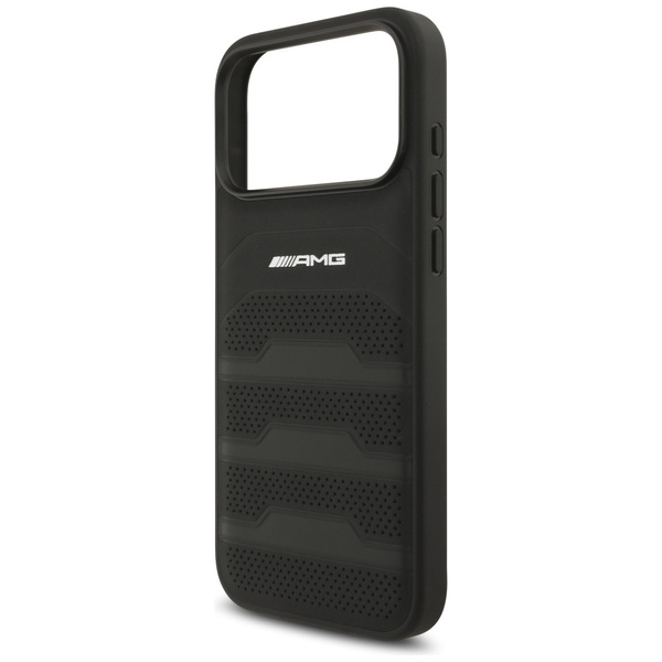 Etui AMG Leather Debossed Lines Logo do  iPhone 17 Pro Max czarny