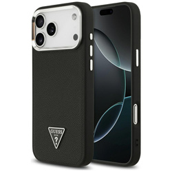 Etui Guess Grained Triangle Logo MagSafe do iPhone 17 Pro Max czarny