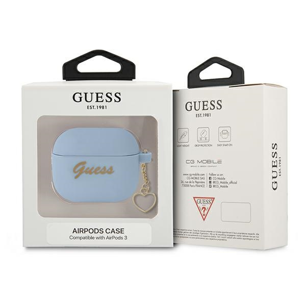Guess GUA3LSCHSB AirPods 3 coverniebieski/blue Silicone Charm Heart Collection