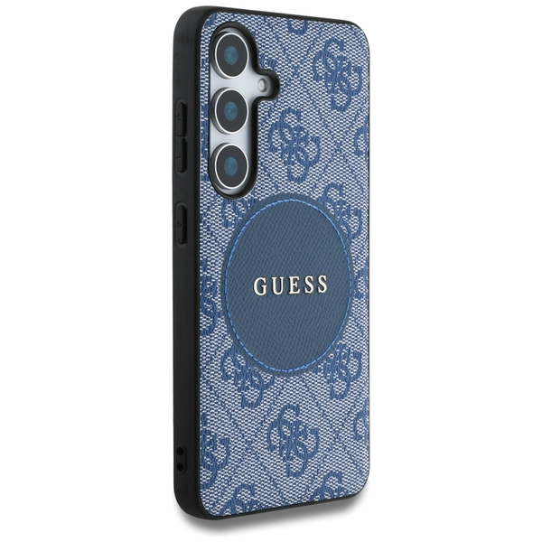 Etui Guess 4G Round Patch Classic Logo   MagSafe do Samsung Galaxy S25+ niebieski