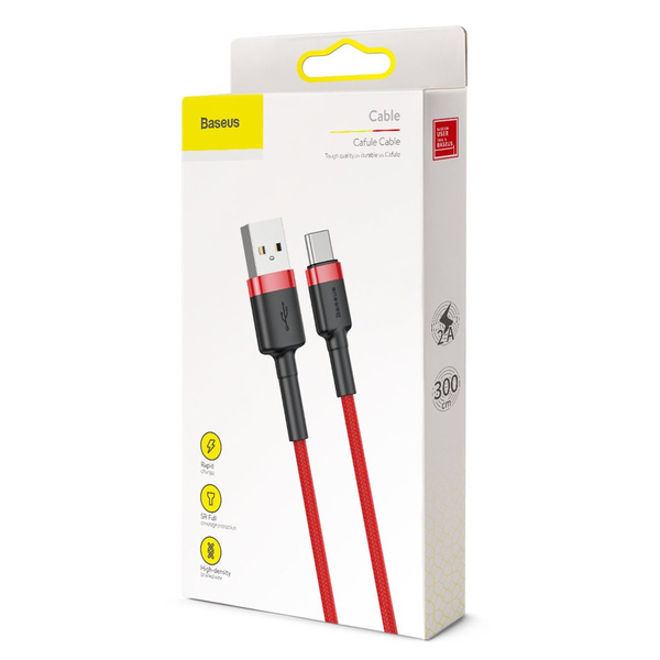 Baseus kabel Cafule USB - USB-C 3m 2A czerwony