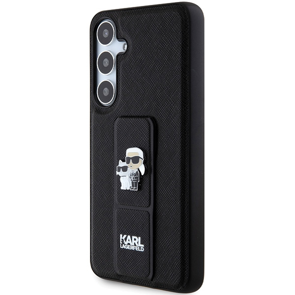 KARL LAGERFELD KLHCS24MGSAKCPK S24+ S926 CZARNY/BLACK HARDCASE GRIPSTAND SAFFIANO KARL&CHOUPETTE PINS