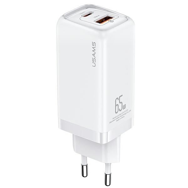 USAMS Ład. siec. 1xUSB-C+1xUSB T47 65W (only head) PD Fast Charging Super Si biały/white CC153TC02  (US-CC153)