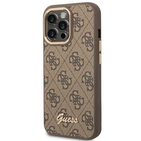 Guess GUHCP14LHG4SHW iPhone 14 Pro6,1" brązowy/brown hard case 4G Vintage Gold Logo