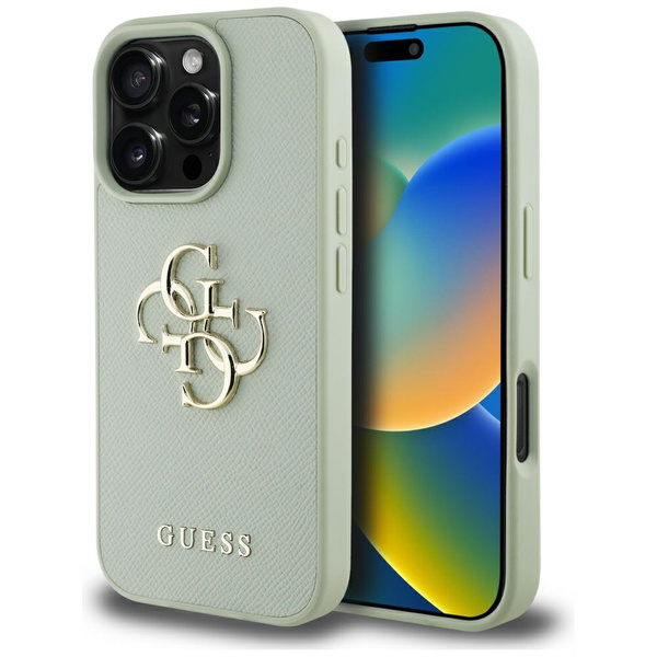 Etui Guess Grained Big 4G Logo Small     Classic Logo do iPhone 16 Pro zielony