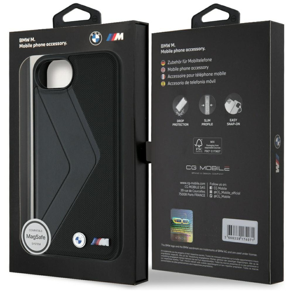 Etui BMW Oversized Stripes MagSafe do    iPhone 16e czarny