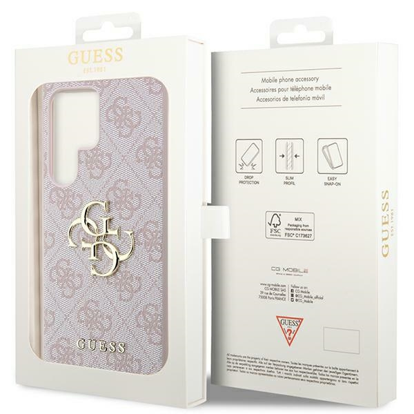 Guess GUHCS24L4GMGPI S24 Ultra S928różowy/pink hardcase 4G Big Metal Logo