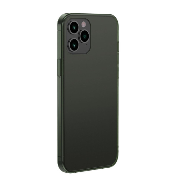 Baseus Frosted Glass Case Sztywne etui z elastyczną ramką iPhone 12 Pro Max Ciemnozielony (WIAPIPH67N-WS06)