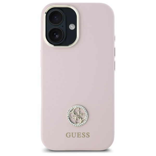 Guess GUHCP16SM4DGPP iPhone 16 6.1"      jasnoróżowy/pink hardcase Silicone Logo Strass 4G