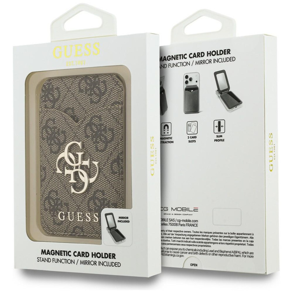 Portfel z lusterkiem Guess 4G Stand &    Mirror Magsafe brązowy