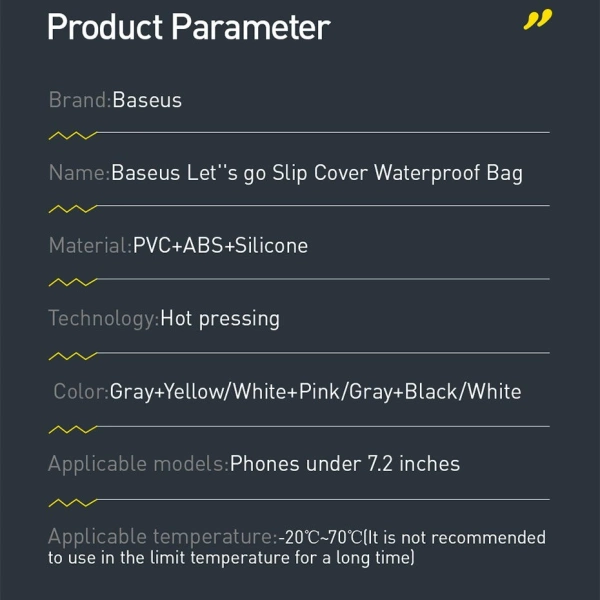 Baseus uniwersalny wodoodporny pokrowiec etui na telefon (max 7,2'') na basen nad wodę IPX8 czarny (ACFSD-DG1)