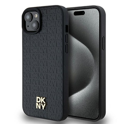 DKNY DKHMP15MPSHRPSK iPhone 15 Plus /14 Plus 6.7" czarny/black hardcase Leather Monogram Pattern Metal Logo MagSafe