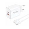FONENG wall charger EU52 PD 30W 1xUSB-C + 1xUSB QC3.0 + cable USB-C - Lightning White