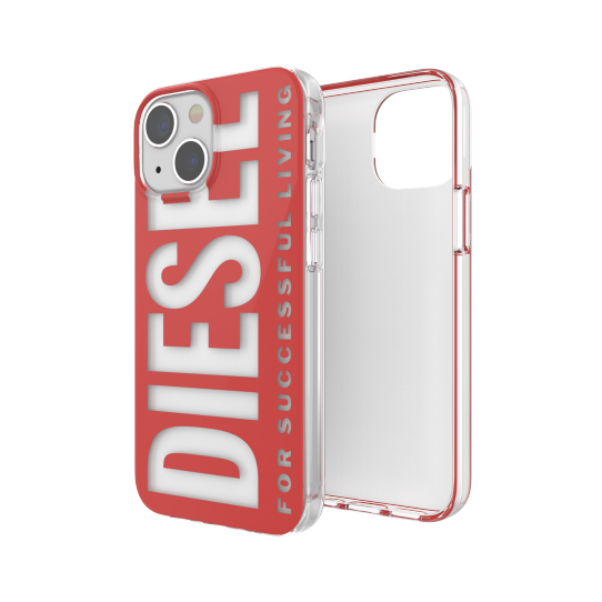 DIESEL CLEAR CASE GRAPHIC IPHONE 13 MINI CZERWONY/BIAŁY