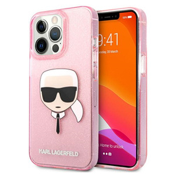Karl Lagerfeld KLHCP13XKHTUGLP iPhone 13Pro Max 6,7" różowy/pink hardcase Glitter Karl`s Head
