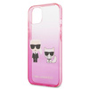 Etui Karl Lagerfeld Gradient Ikonik Karl&Choupette na iPhone 13 mini - różowe