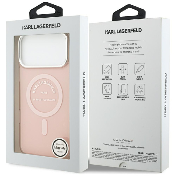 Etui Karl Lagerfeld IML Karl RSG Logo    MagSafe do iPhone 17 Pro Max różowy