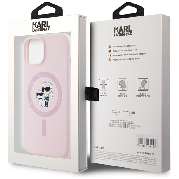 Etui Karl Lagerfeld Silicone             Karl&Choupette MagSafe do iPhone 15 Plus różowy