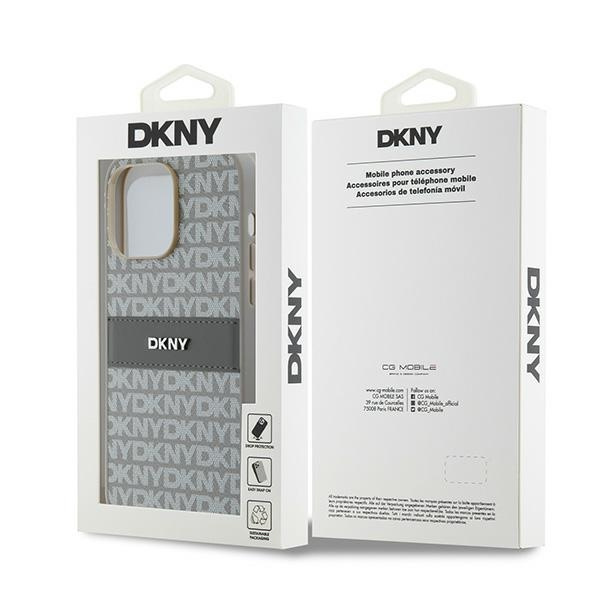 DKNY DKHCP14LPRTHSLE iPhone 14 Pro6.1" beżowy/beige hardcase Leather Mono Stripe & Metal Logo