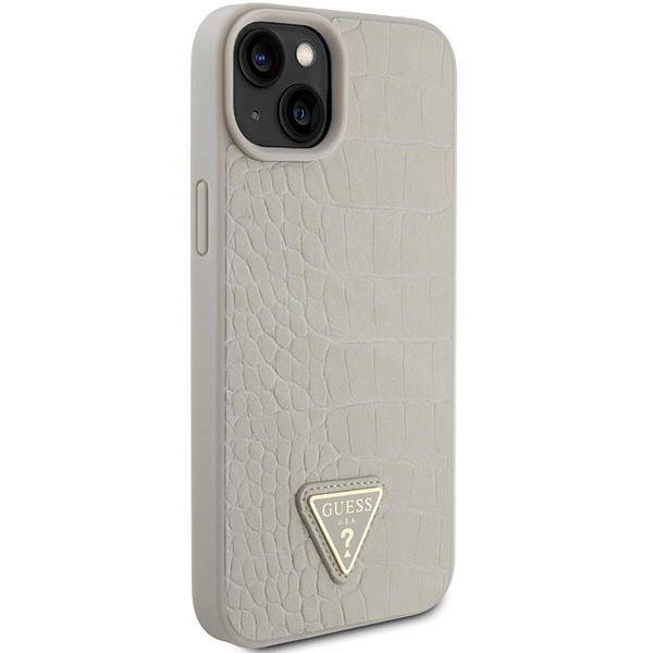 Guess GUHCP15SPCRTHCD iPhone 15 / 14 / 13 6.1" złoty/gold hardcase Croco Triangle Metal Logo