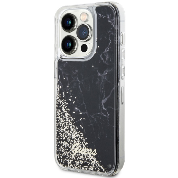 Guess GUHCP14LLCSGSGK iPhone 14 Pro 6.1"czarny/black hardcase Liquid Glitter Marble