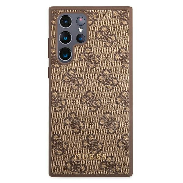 GUESS GUHCS22LG4GFBR S22 ULTRA S908 BRONZE/BROWN HARD CASE 4G METAL GOLD LOGO