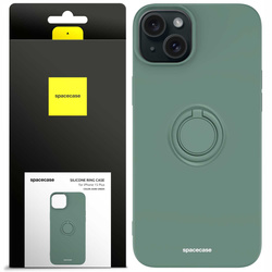 Spacecase Etui Silicone Ring iPhone 15 Plus dark green