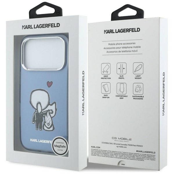 Etui Karl Lagerfeld Karl & Choupette     Back MagSafe do iPhone 17 Pro Max niebieski