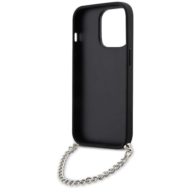 Etui Karl Lagerfeld Saffiano Monogram Chain na iPhone 14 Pro Max - srebrne