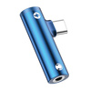 USAMS Adapter AU07 2w1 USB-C niebieski/blue USB-C + 3,5mm SJ277TC02 (US-SJ277)