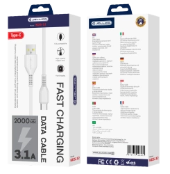 JELLICO kabel KDS-32 USB-C USB 3.1A 2M Biały