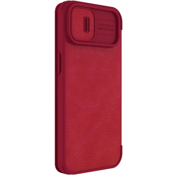 Nillkin Qin Leather Pro Case iPhone 14 Plus Camera Cover Holster Cover Flip Case Red