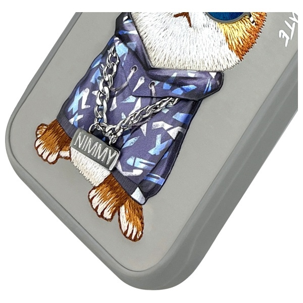 Nimmy etui iPhone 15 Pro 6.1" szary/gray  Glasses Cool Cat