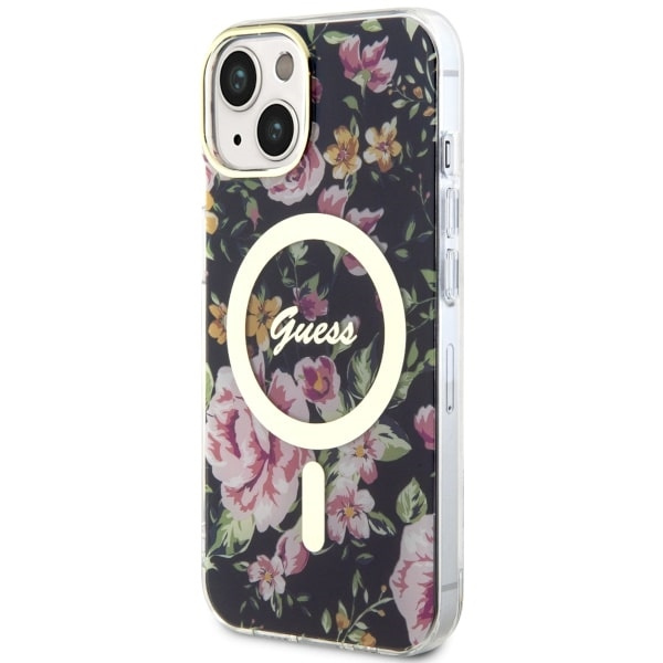 Guess GUHMP14MHCFWSK iPhone 14 Plus/ 15 Plus 6.7" czarny/black hardcase Flower MagSafe