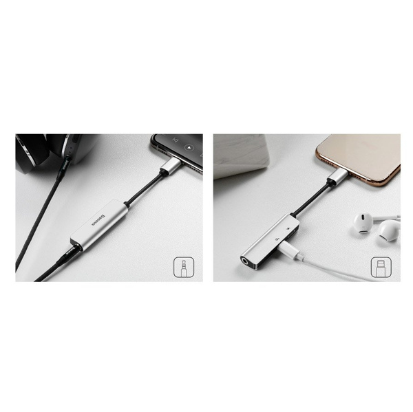 BASEUS AUDIO CONVERTER L52 ADAPTER LIGHTNING TO 2X LIGHTNING + MINI JACK 3.5MM BLACK (CALL52-01)