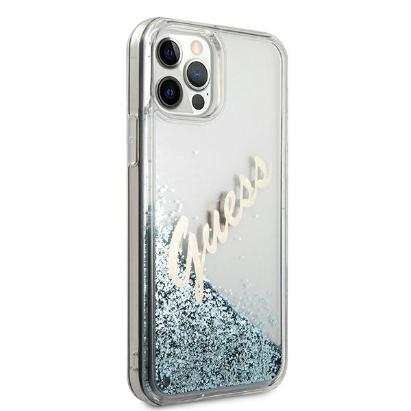 Guess GUHCP12LGLVSBL iPhone 12 Pro Max6,7" niebieski/blue hardcase Glitter Vintage Script
