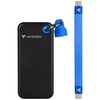Dysk Zewnętrzny Verbatim Pocket SSD 1TB  - brelok do kluczy z kablem USB-C 3.2 gen.2 czarno-niebieski/black-blue 32191
