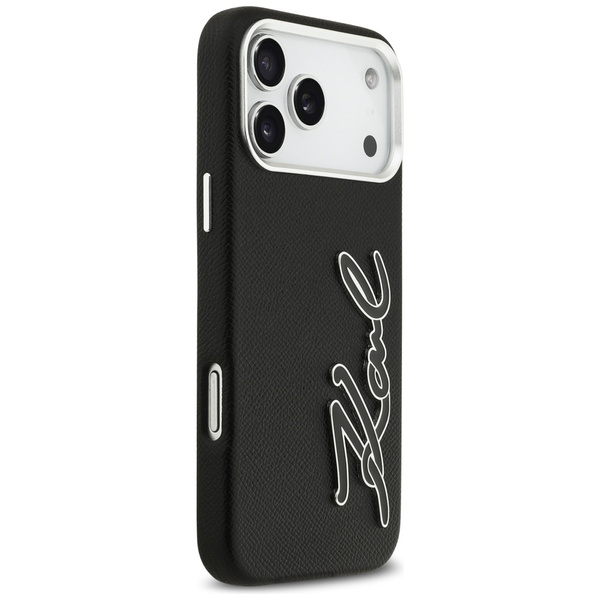 Etui Karl Lagerfeld FW Grained Signature Logo do iPhone 17 Pro Max czarny