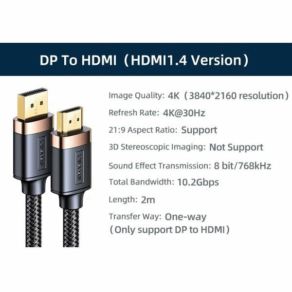 USAMS Kabel HDMI 2.0m U74 4K HD czarny/black  SJ530HD01 (US-SJ530)