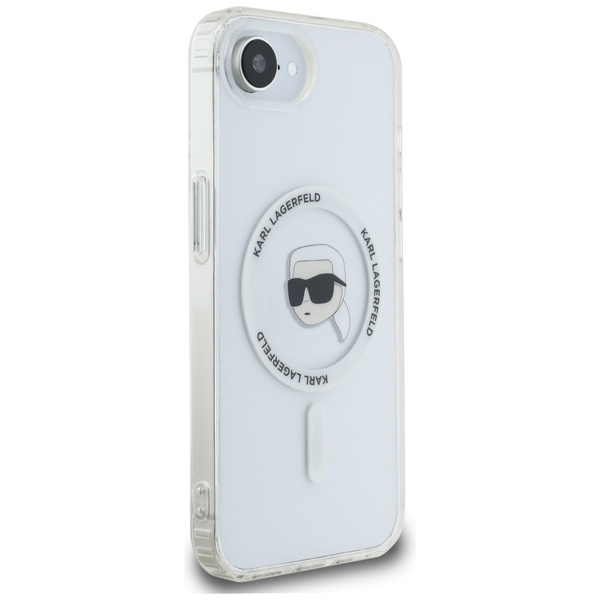 Etui Karl Lagerfeld IML Metal Karl Head  MagSafe do iPhone 16e biały