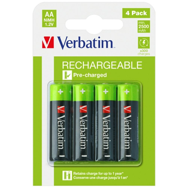 Verbatim Akumulator NiMH AA 2500mAh      Premium HR6 4szt czarny/ black 49517
