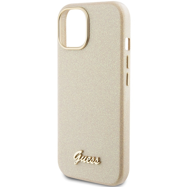 Guess GUHCP15SPGMCSD iPhone 15 / 14 / 13 6.1" złoty/light gold hardcase Glitter Glossy Script