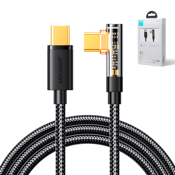 Kabel Joyroom Gaming Cable S-CC100A6 USB-C (kątowy) / USB-C (prosty) 100W 1.2m - czarny