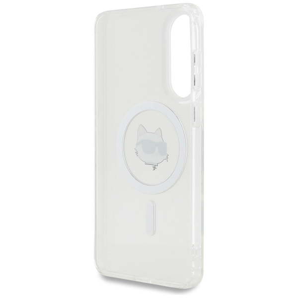 Etui Karl Lagerfeld Button Choupette     Head Printed Logo MagSafe do Samsung Galaxy S25 Edge biały