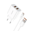 FONENG ładowarka sieciowa EU45 2.4A 12W 2xUSB + kabel USB-C Biały