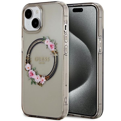 Guess GUHMP15SHFWFCK iPhone 15 / 14 / 136.1" czarny/black hardcase IML Flowers Wreatch MagSafe
