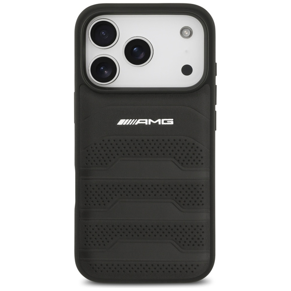 Etui AMG Leather Debossed Lines Logo do  iPhone 17 Pro czarny