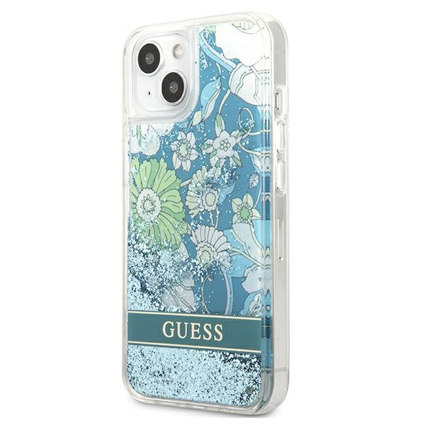 Guess GUHCP13SLFLSN iPhone 13 mini 5,4"zielony/green hardcase Flower Liquid Glitter